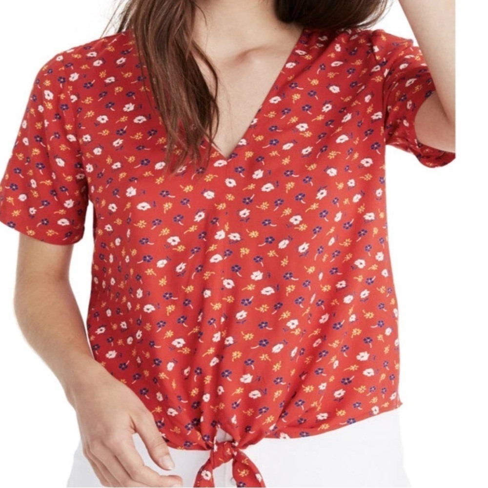 MADEWELL Prairie Posies Tie Front Top XS Blouse NEW. 338